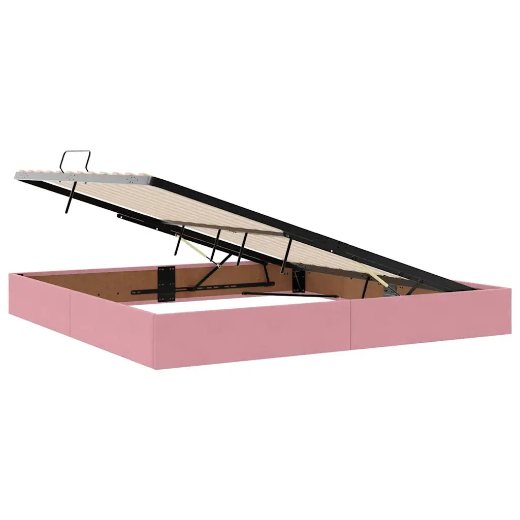 Letto con contenitore e LED con led Rosa 200 x 200 cm Velluto 3372752