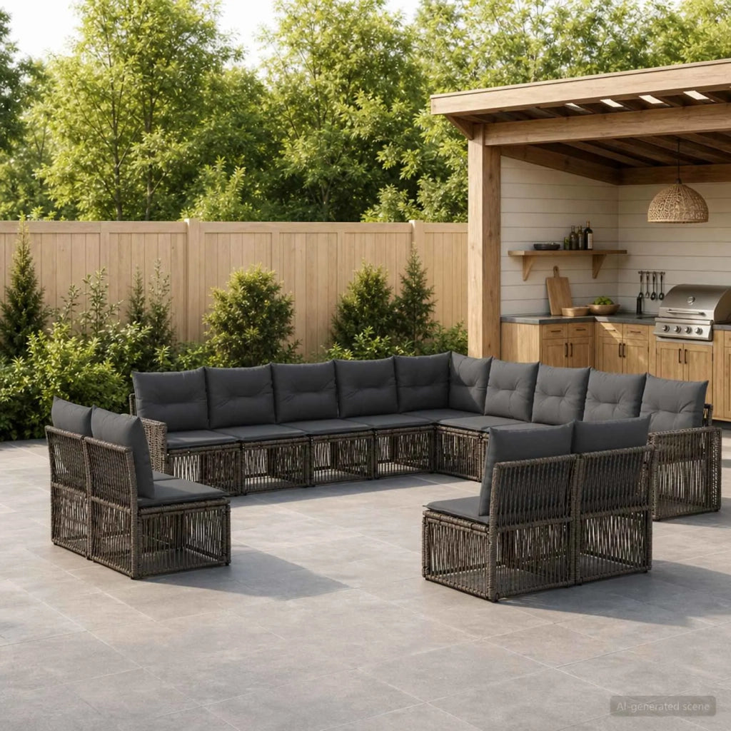 Set Divano da Giardino 13 pz Grigio e Grigio Scuro polyrattan 3435287