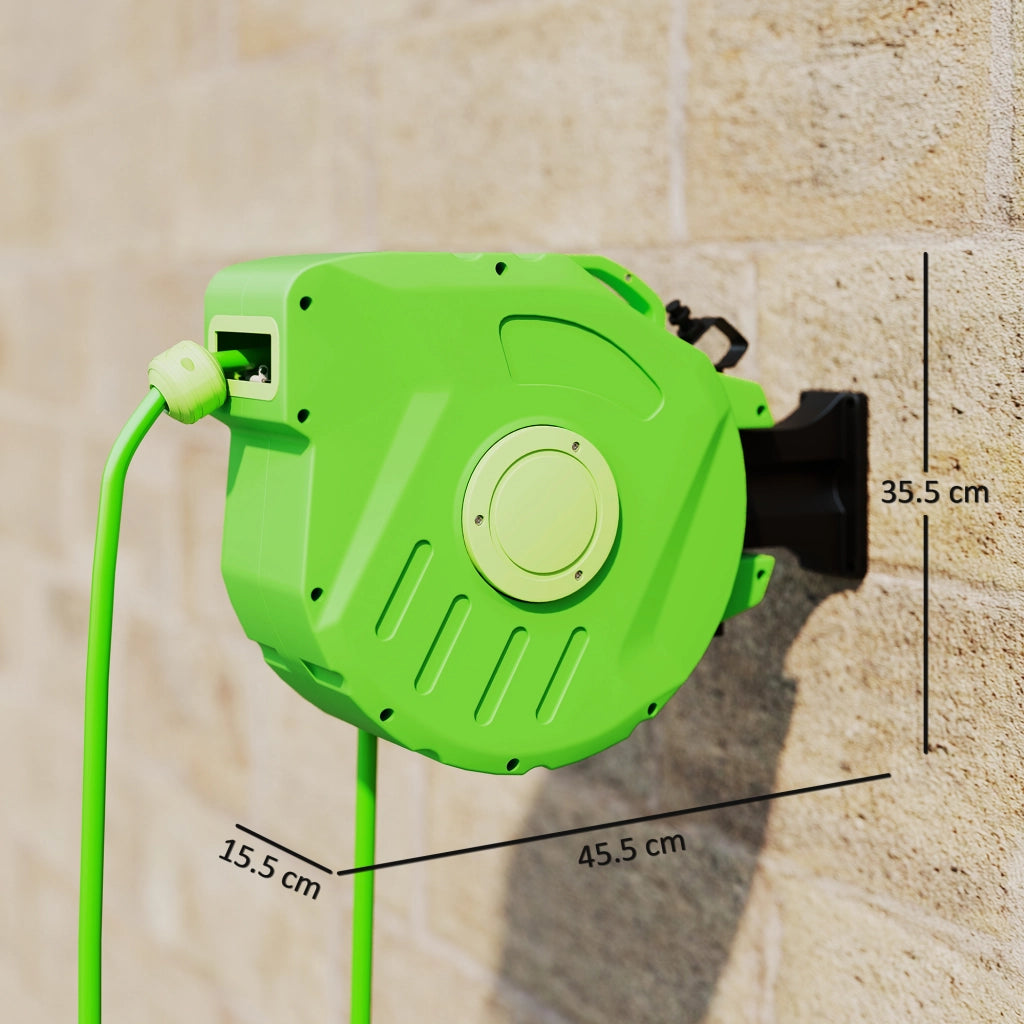 Avvolgitubo da Giardino Retrattile con Tubo 15 m ¨C zephmum ¨C Verde Plastica