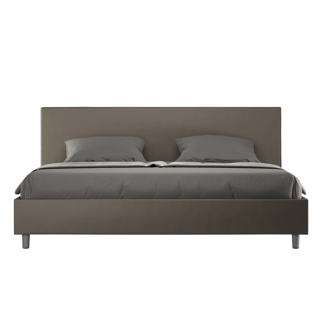 Letto Matrimoniale Extra Large 200x210 cm con Rete e Contenitore Adele Cappuccino