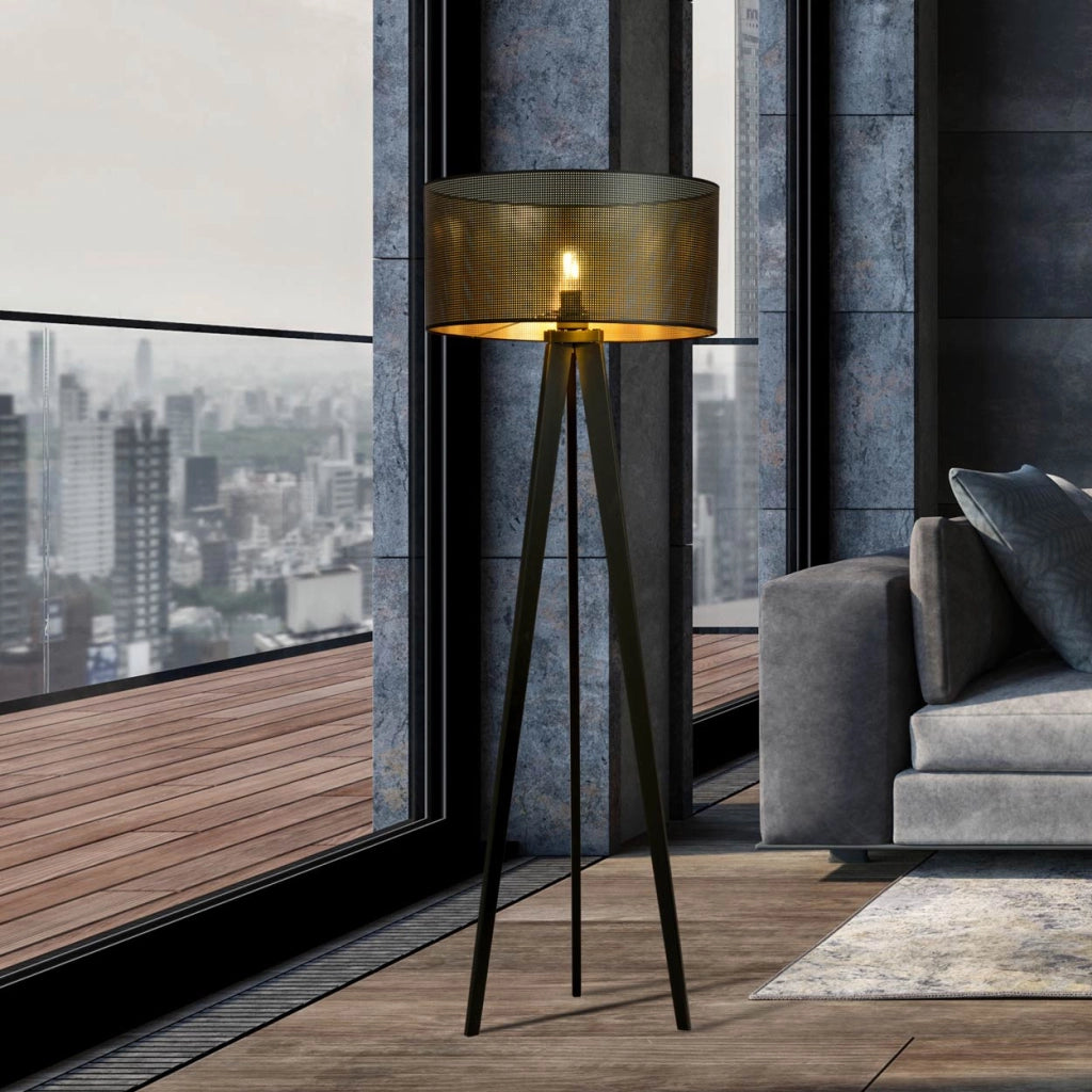 Lampada da terra Emibig Aston treppiede nero/oro E27 150cm