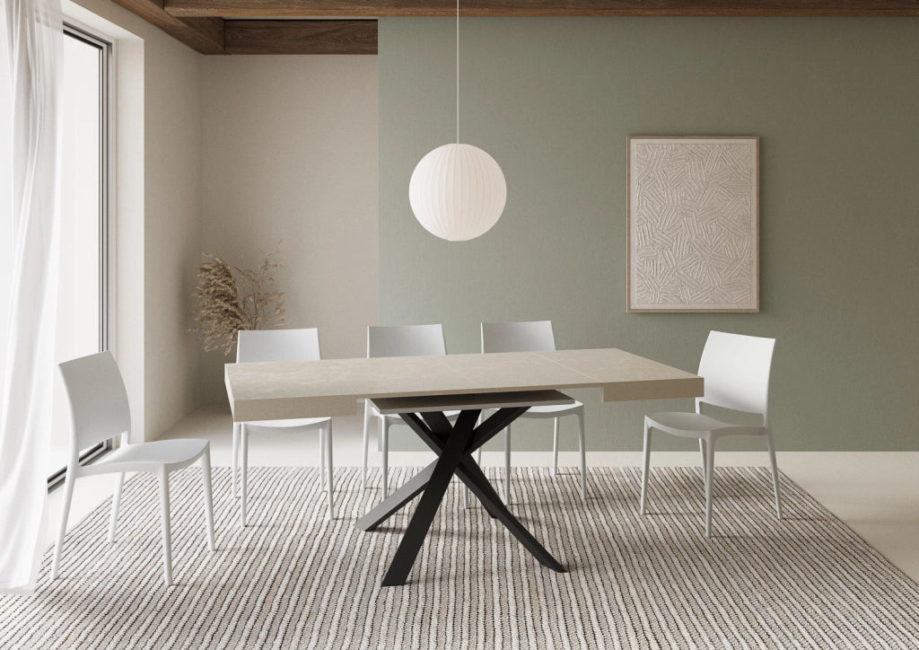 Tavolo Allungabile 90-194x90x76 cm Clerk Cashmere Gambe Antracite