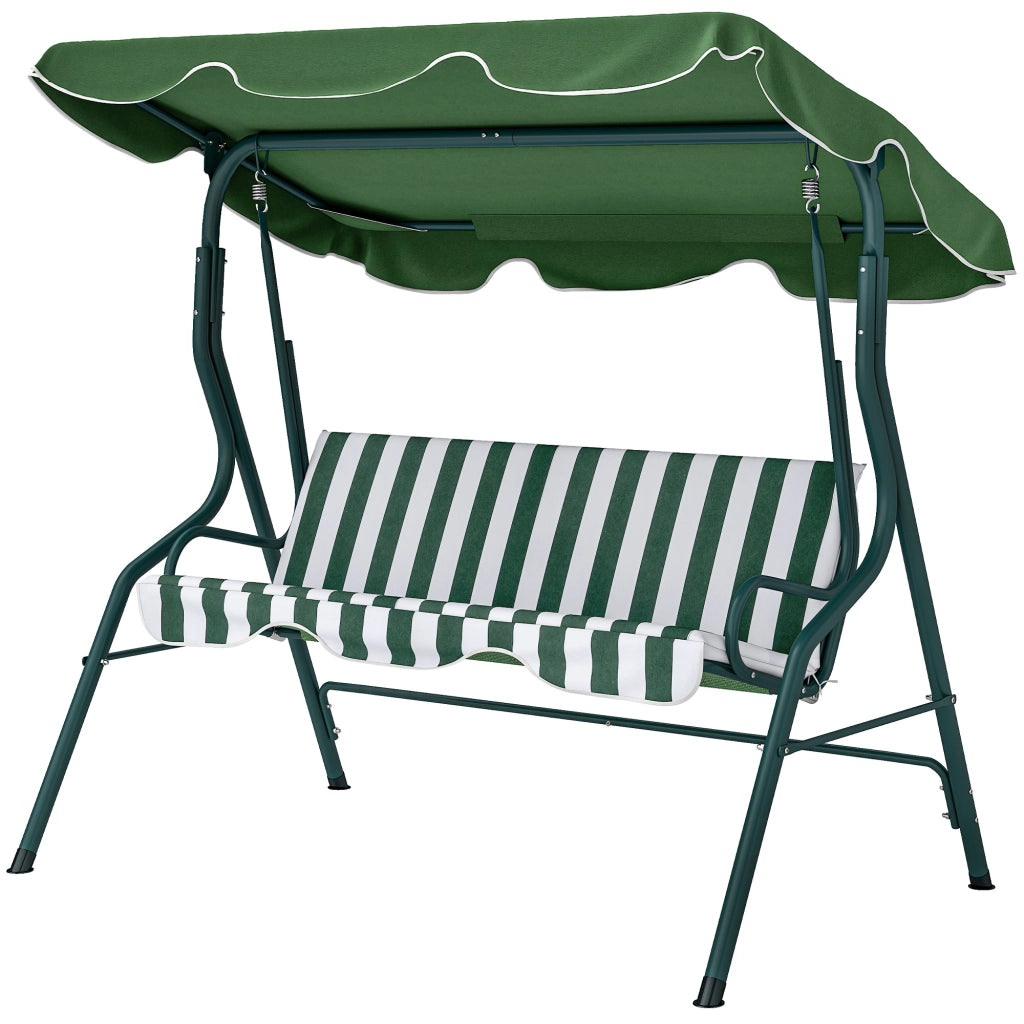 Sedia a dondolo da giardino con tenda ¨C Minimal ¨C Verde, acciaio, 170x110x153 cm