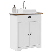 Mobile Lavabo da Bagno-Armadietto da bagno BODO Bianco e Marrone 70x35x80 cm