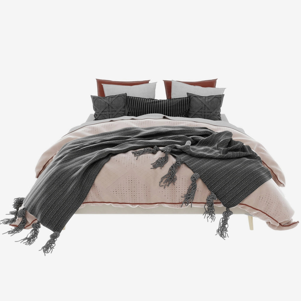 Letto matrimoniale 160 × 200 cm 2 posti, struttura bassa senza testiera, senza materasso, velluto beige