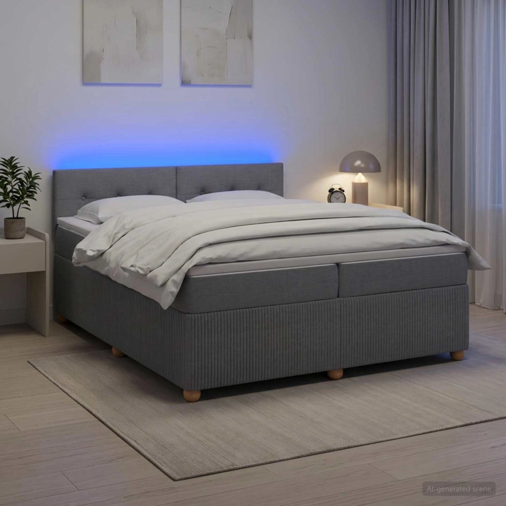 Letto box spring con materasso Grigio Chiaro 200 x 200 cm 3453009