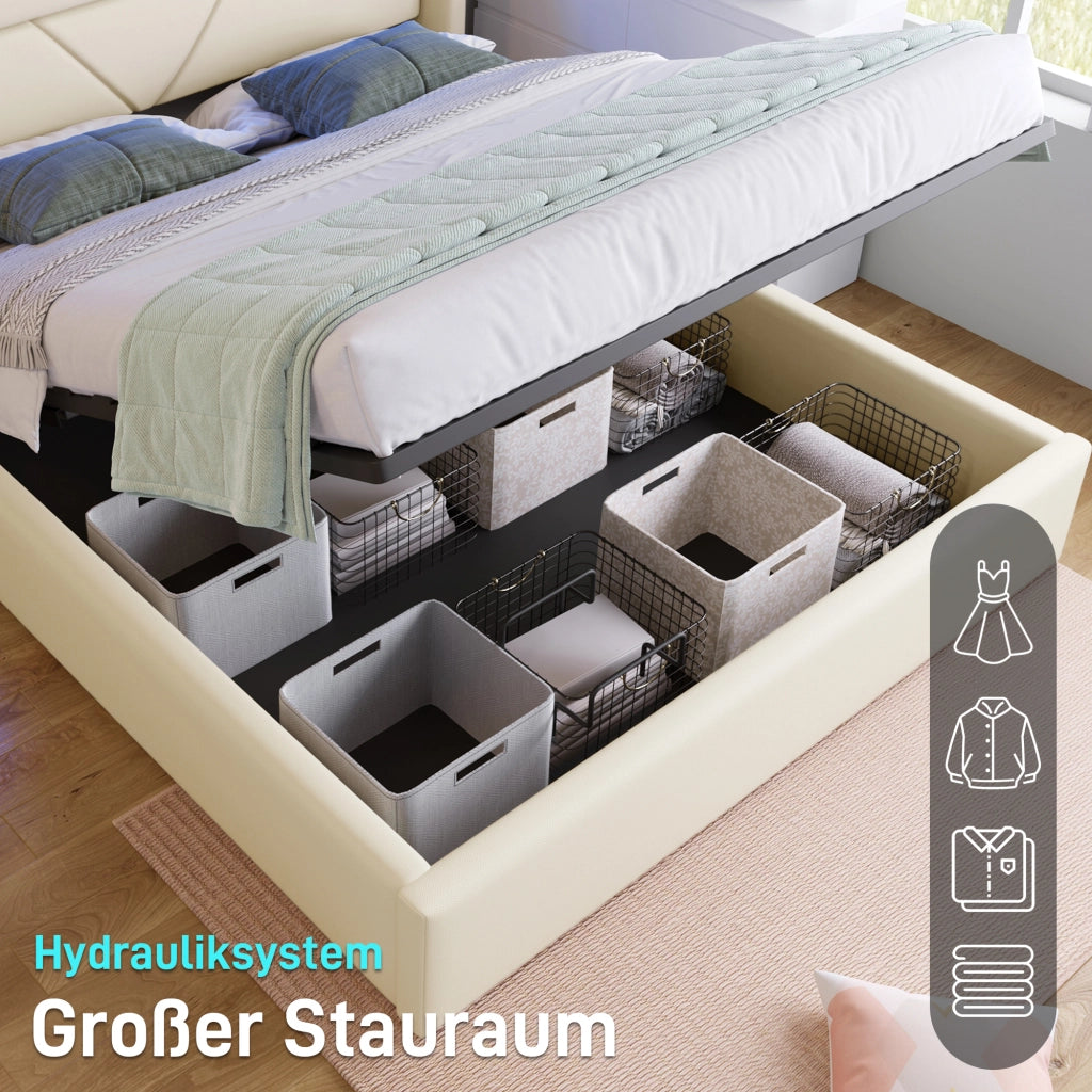 letto imbottito pu bianco 160x200 cm