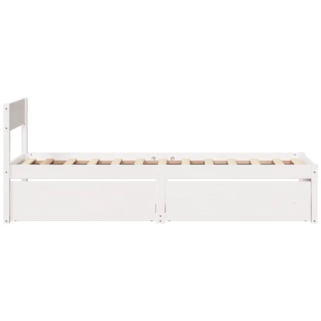 Letto senza Materasso-Struttura Letto Bianco 90x200 cm Legno Massello di Pino 801059