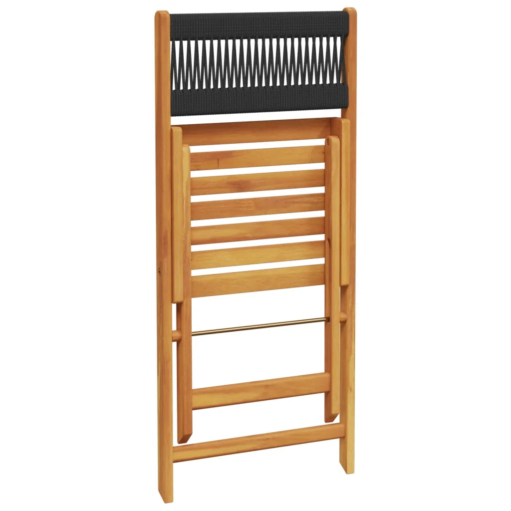 Set da Bistrot 3pz | Set Salotto da Giardino Nero in Polipropilene e Legno Massello