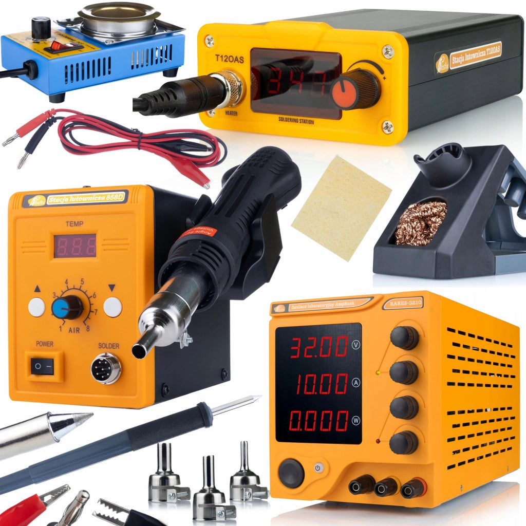 Set di Strumenti Elettronici Rosfix – Alimentatore 32V 10A, Stazione Saldante T12, Hot-Air 858D, Tygiel 160W