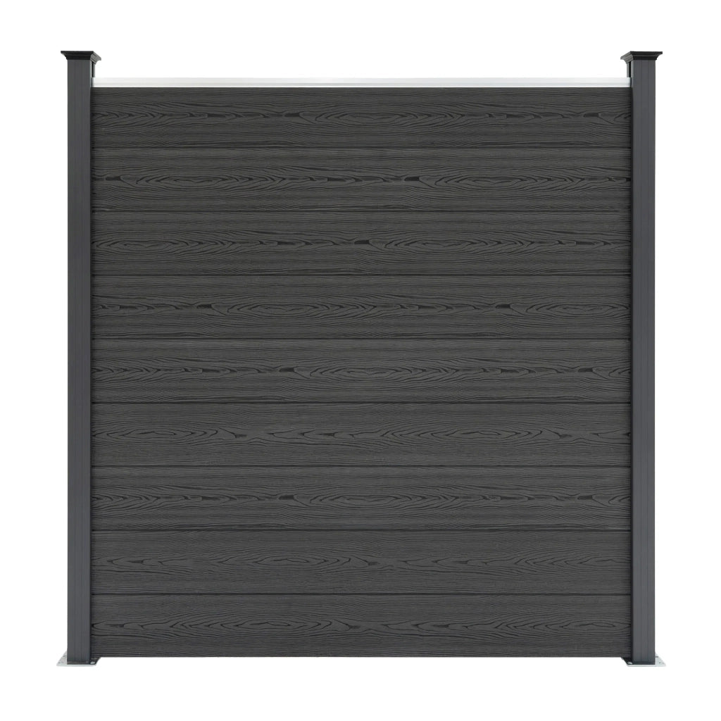 Pannelli Recinzione x4 + 5 Pali Alluminio LED Grigio Doghe PVC 185cm