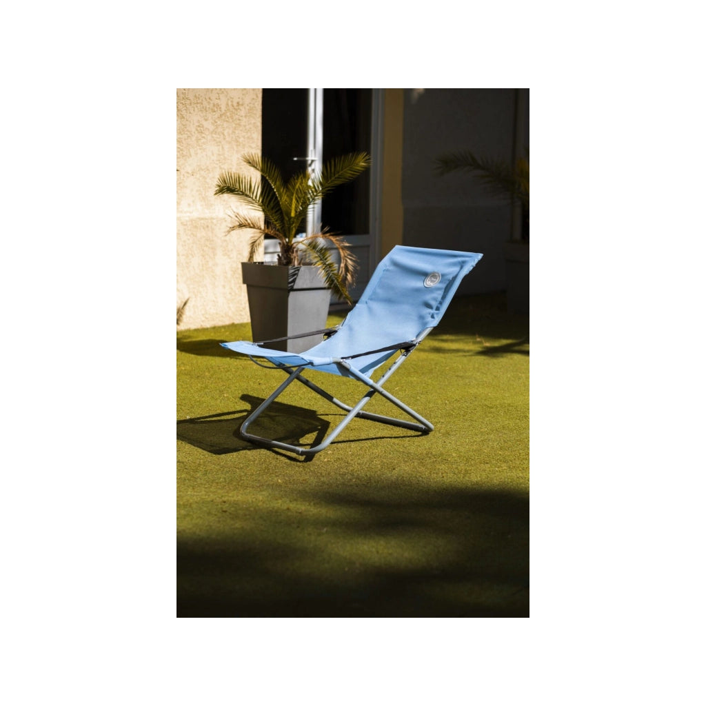 Poltrona reclinabile da giardino a 3 posizioni - O'Sun - Blu - Dimensioni : 94 x 62 x 102 cm