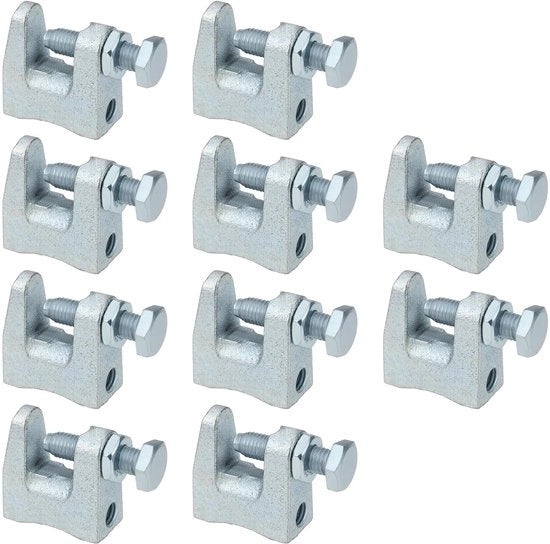 Balkklemmenbeugel a M10 - 10 pezzi - Acciaio inox nodulare galvanicamente trattato - Apertura 22 mm - Diametro di viti M10 - Resistenti e corrosione resistenti - Klem