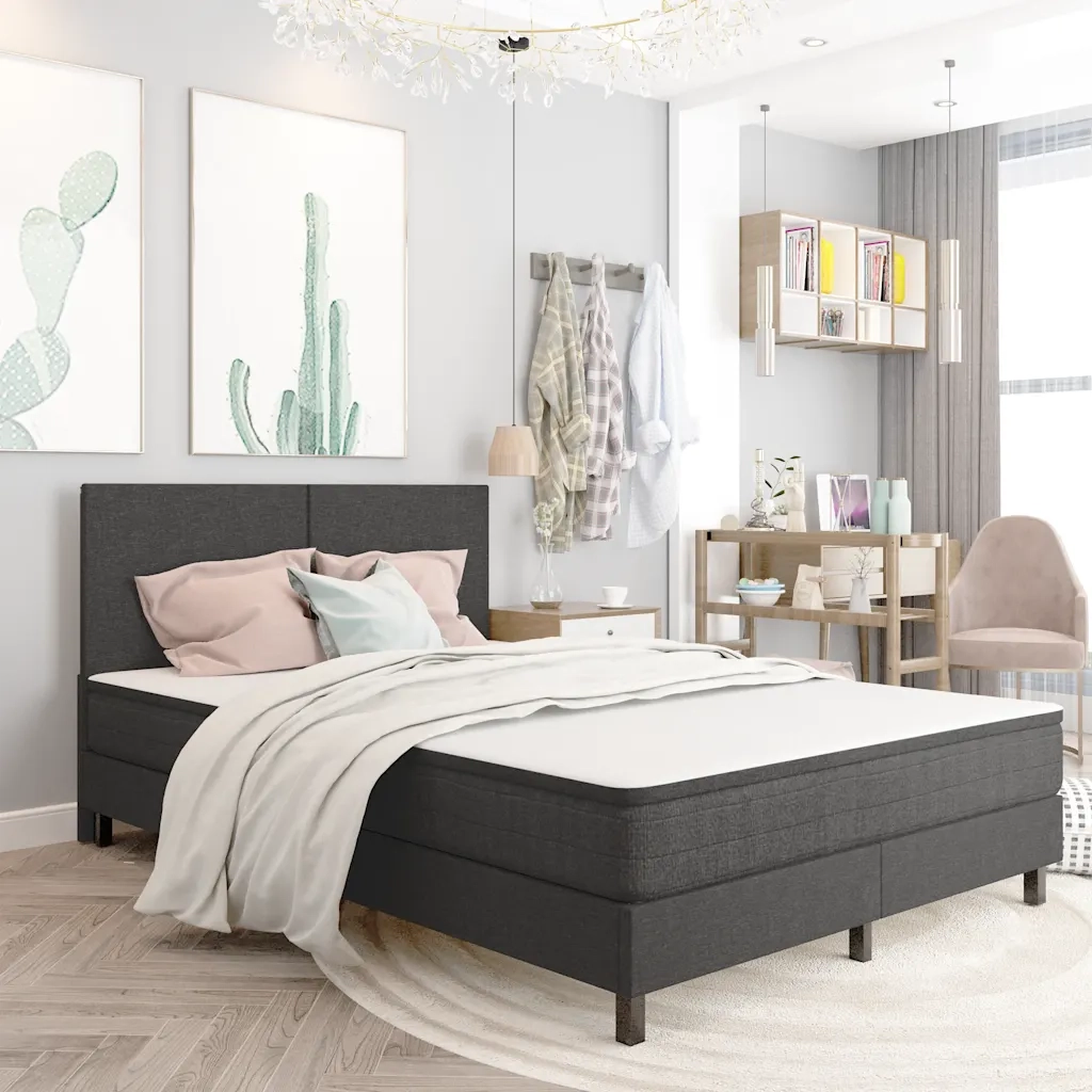 Letto a Molle Grigio in Tessuto 140x200 cm 287456
