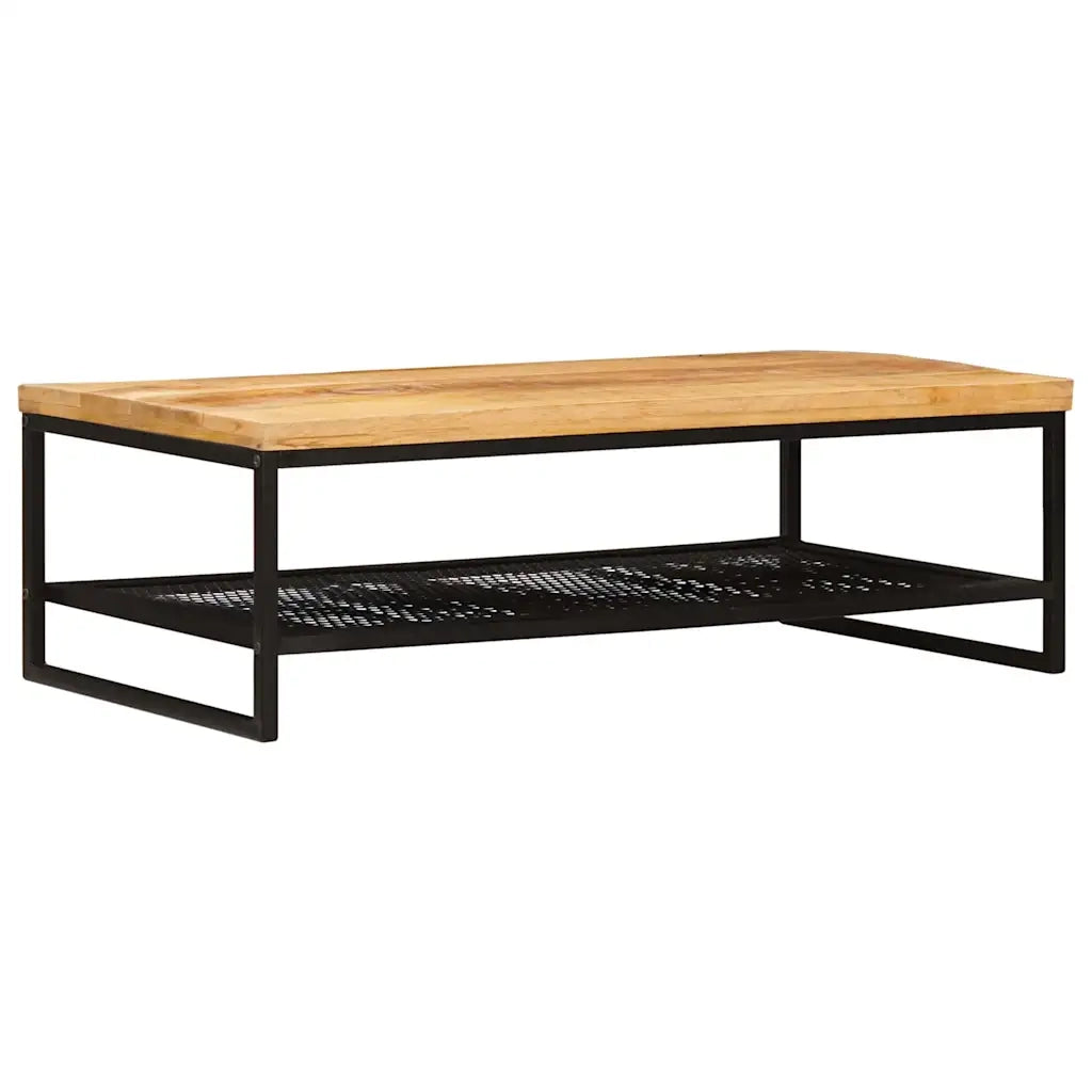 Tavolino da Salotto-Tavolino da soggiorno-Tavolo Marrone e Nero Legno di mango massello