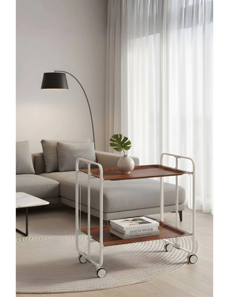 Carrello da cucina pieghevole bianco con ruote BAUHAUS 2 ripiani