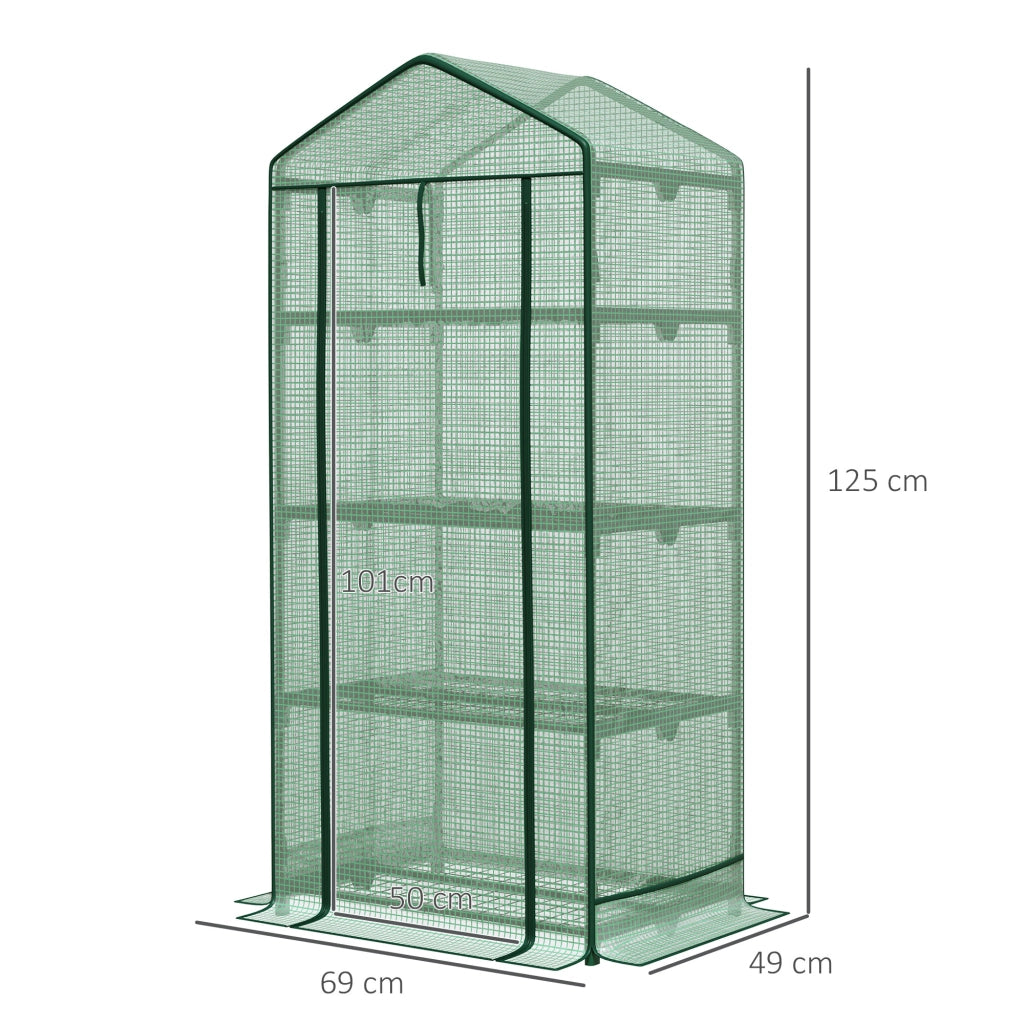 Mini serra/serra per propagazione con copertura in alluminio e 3 ripiani, porta avvolgibile, orto verde, 69 x 49 x 125 cm per gli amanti del