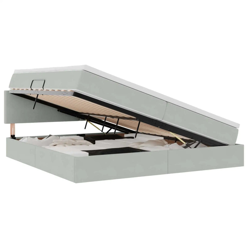 Letto con contenitore e LED Grigio chiaro 200 x 200 cm Velluto 3371355