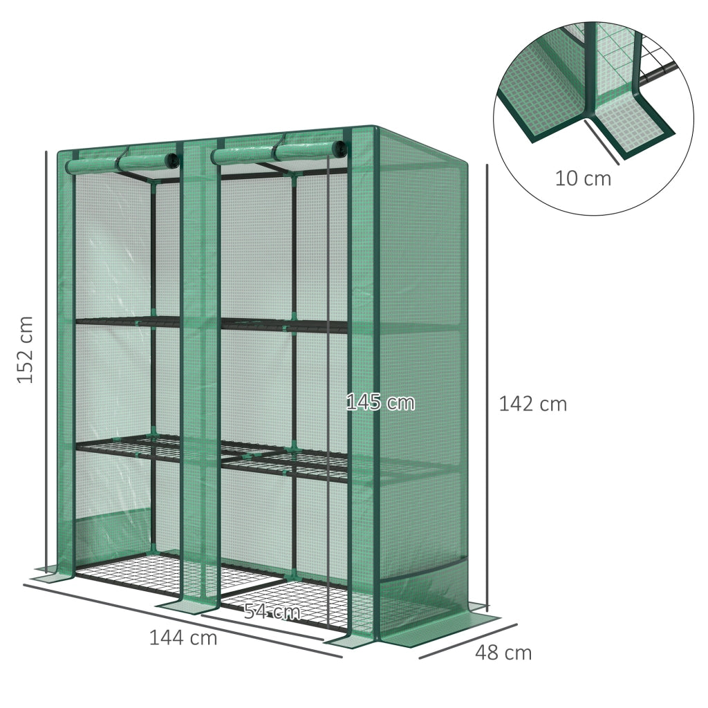 Serra Mini con 3 Ripiani ¨C zephmum ¨C Verde 144x48x152 cm