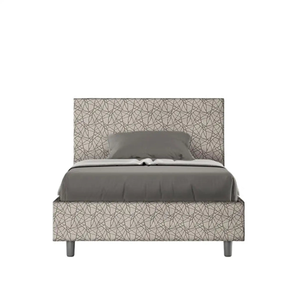 Letto una piazza e mezza con rete imbottito 120x210 tessuto Era 2 grigio Adele