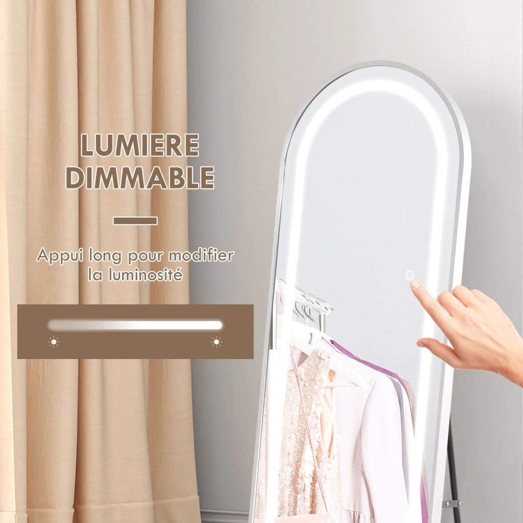Specchio a figura intera con LED ¨C Minimal ¨C Argento 150x40 cm
