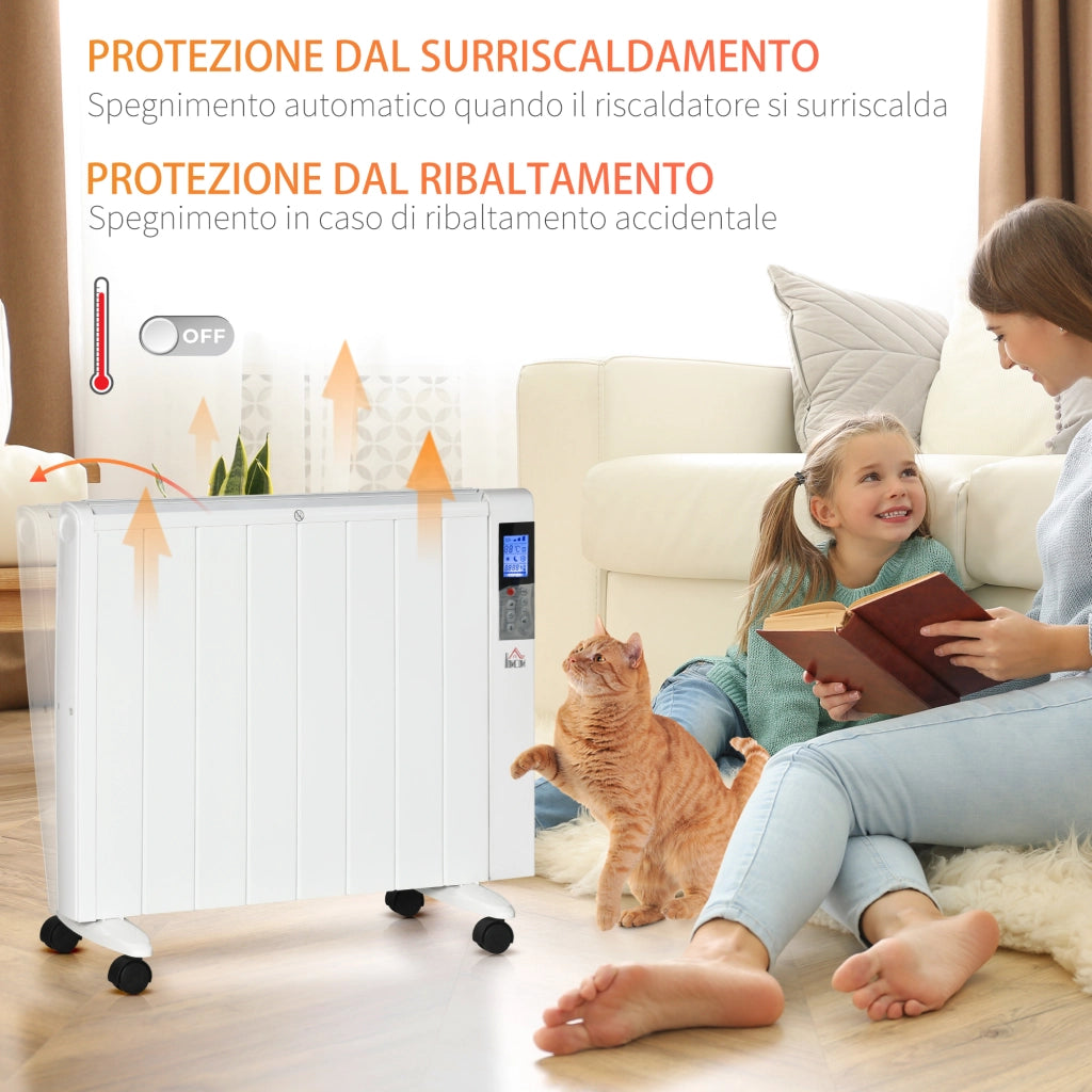EasyComfort Stufetta Elettrica da 1000/2000W con Timer e Impostazioni di Calore per Stanze max 15 m², 75x31x66.5 cm, Bianco