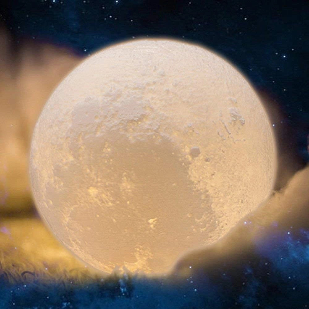 Trade Shop - Lampada Led 3d A Forma Di Luna Usb Luna Luce Regolabile Notturna Con Filo -