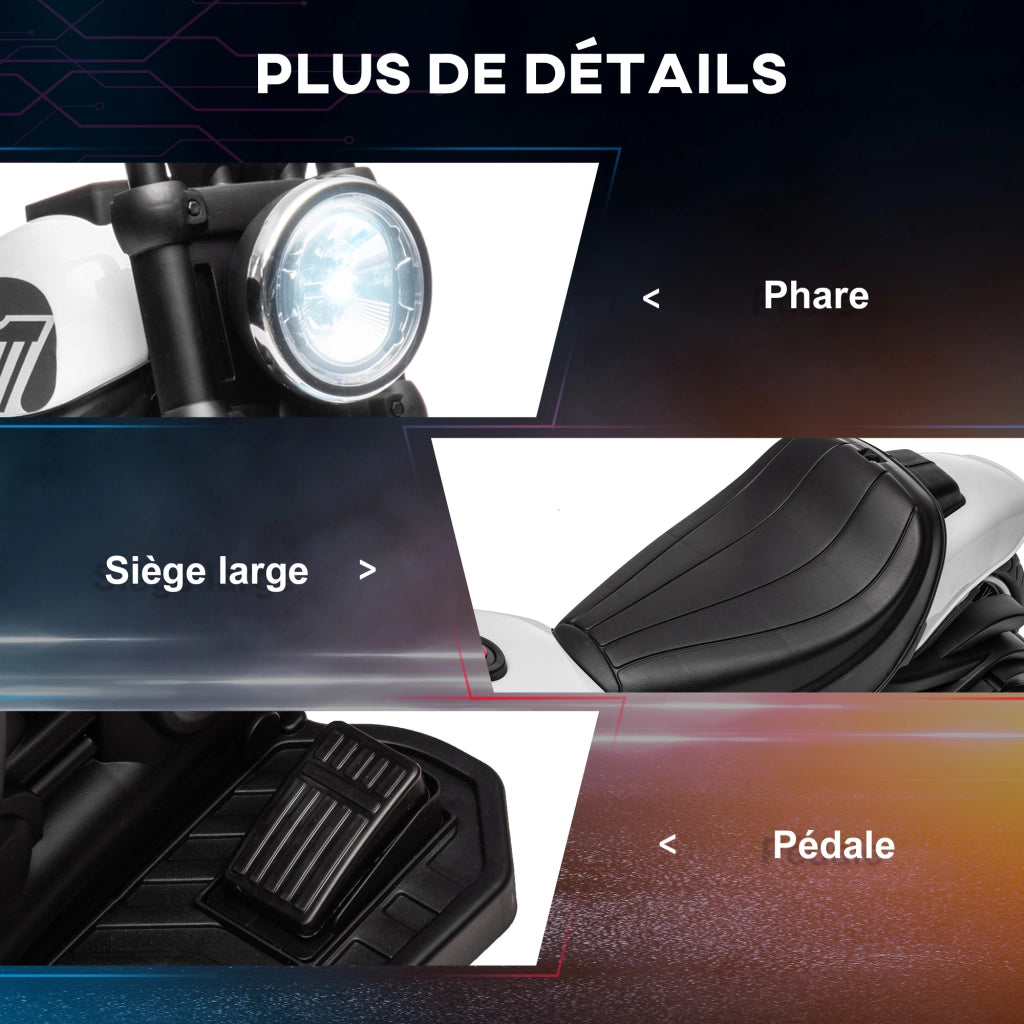 Moto Elettrica per Bambini 6V ¨C Xylo ¨C Bianca con Faro LED 18-36 Mesi