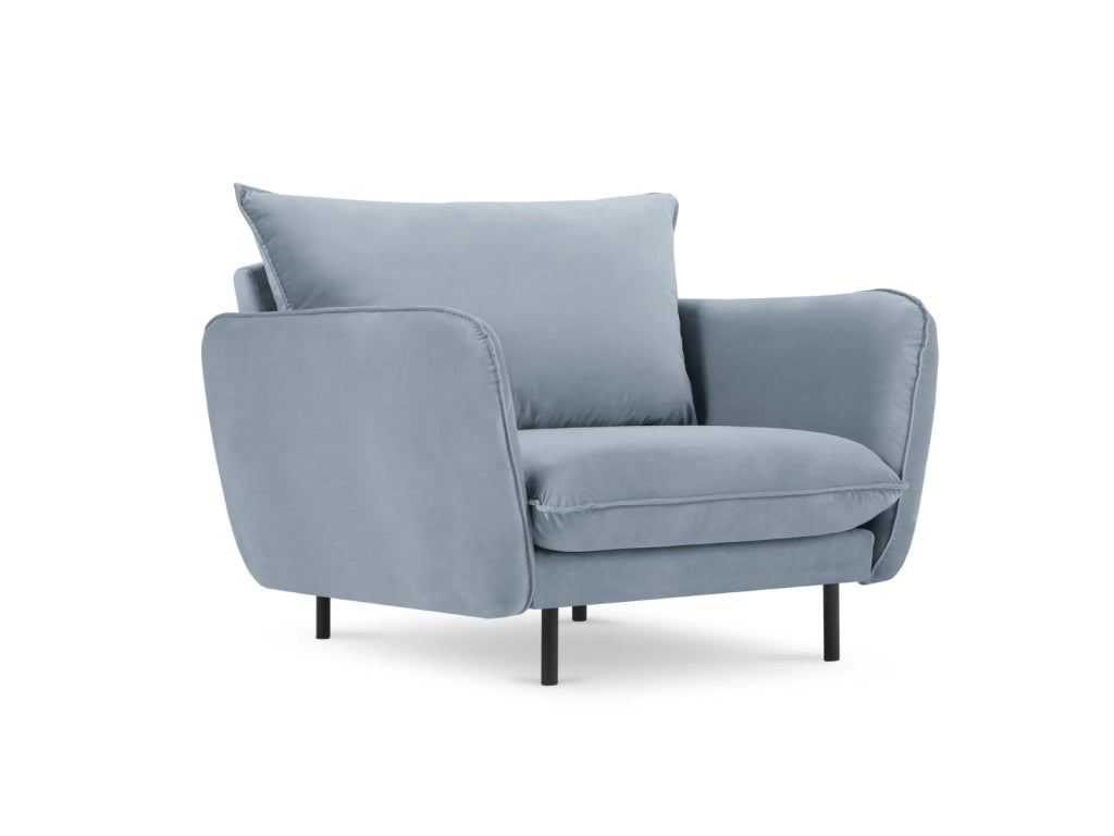 Cosmopolitan Design - Poltrona "Vienna" in velluto azzurro 