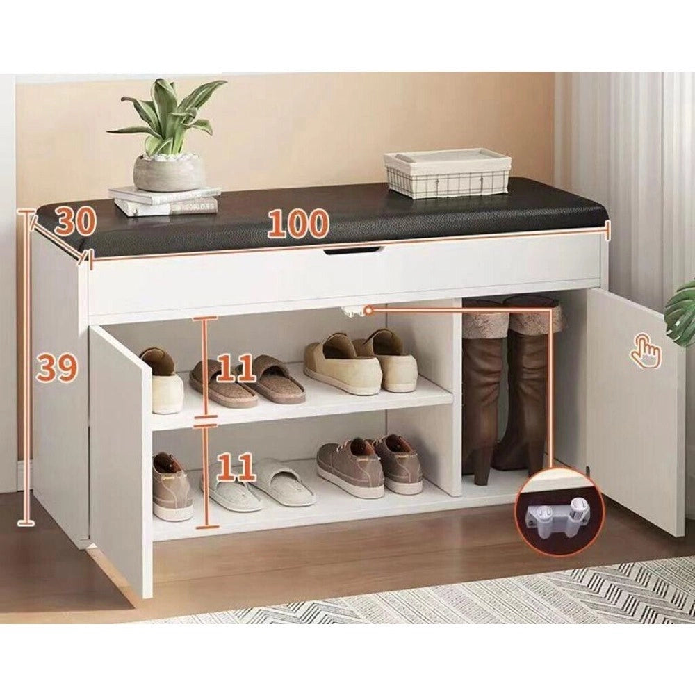 Trade Shop - Scarpiera Da Ingresso Cassapanca Portascarpe 100 X 30 X 39 Cm Multifunzione -