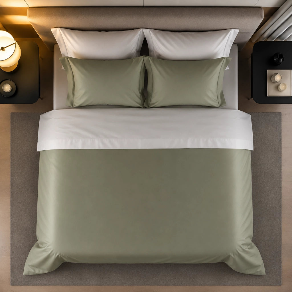 Rosirora, set Completo Letto Piazza e Mezza in Percalle, Verde