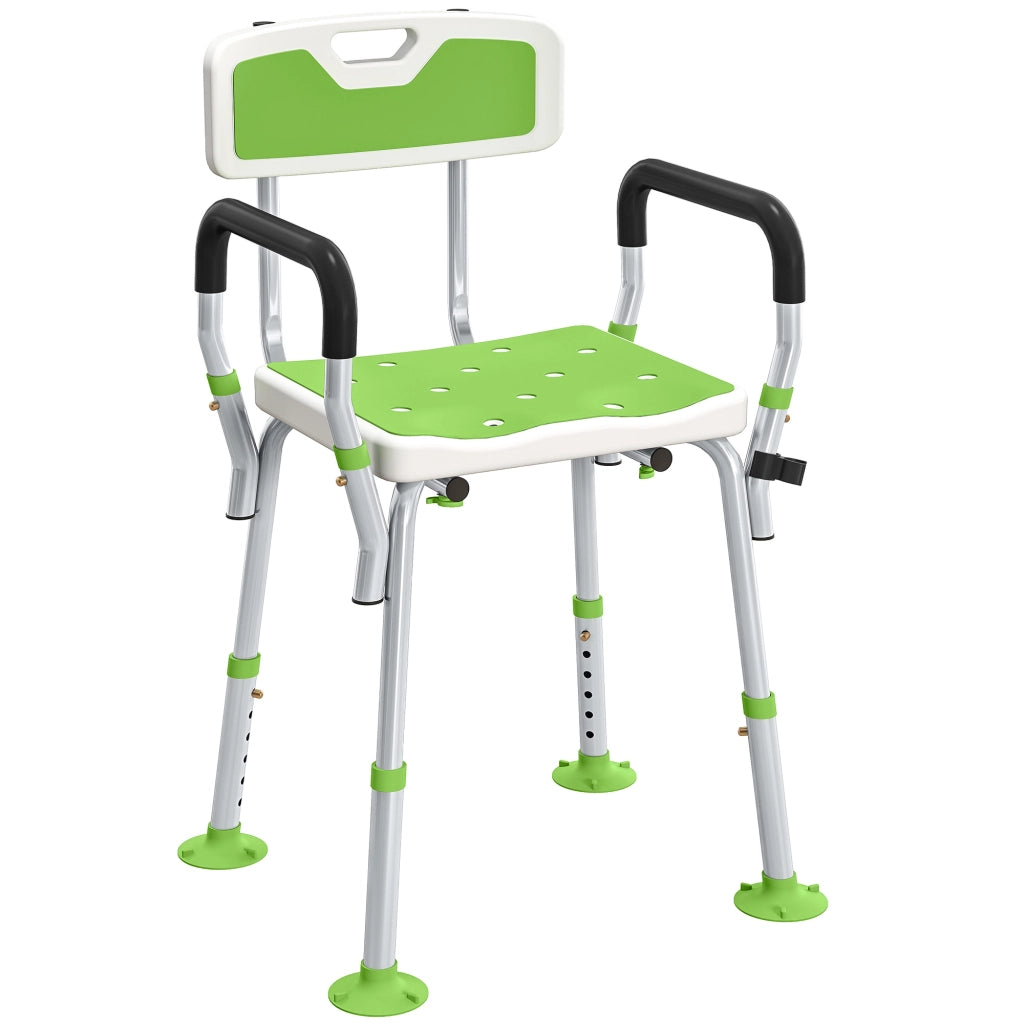 Sgabello da Doccia ¨C Xylo ¨C Altezza Regolabile Bianco e Verde 56,5x53,5x87cm