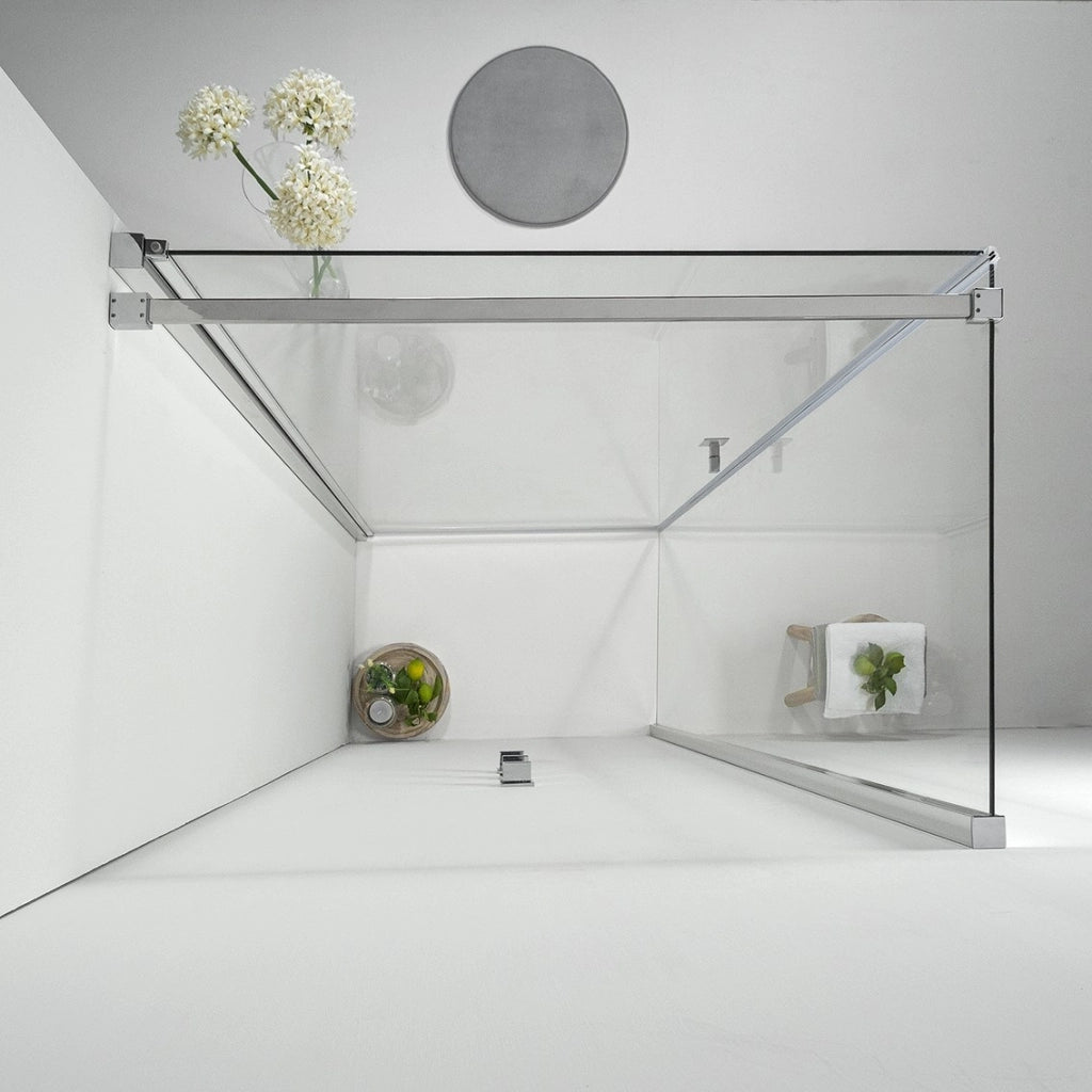 Cabina Box Doccia 100x100 Cm Porta Battente con Lato Fisso Trasparente