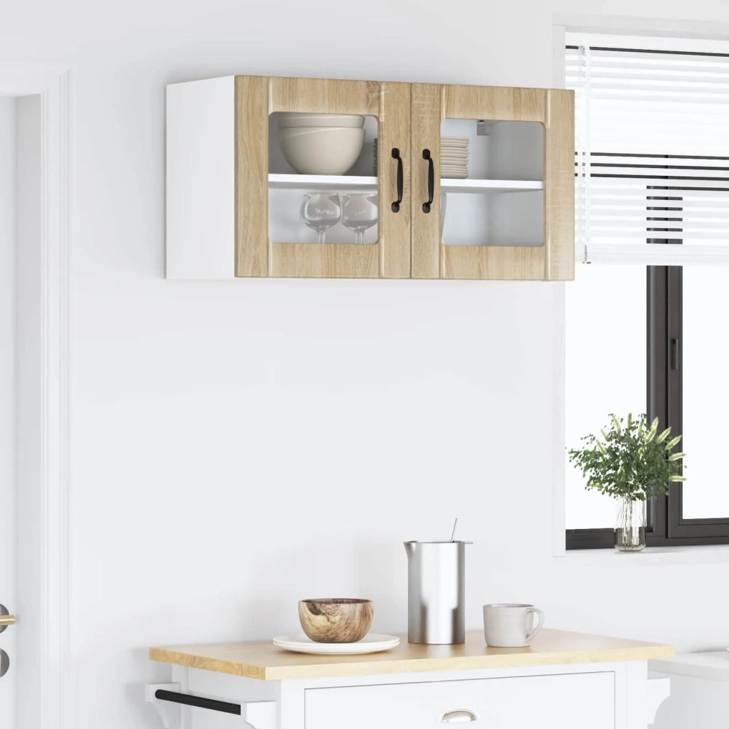 Pensile da cucina | Mobile in vetro da parete LUCCA Rovere Sonoma 80 x 31 x 40 cm