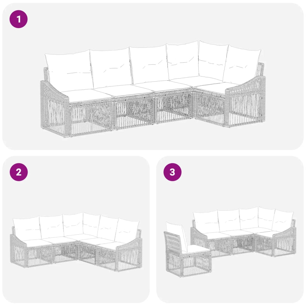 Set Divano da Giardino 5 pz Nero polyrattan 3436003