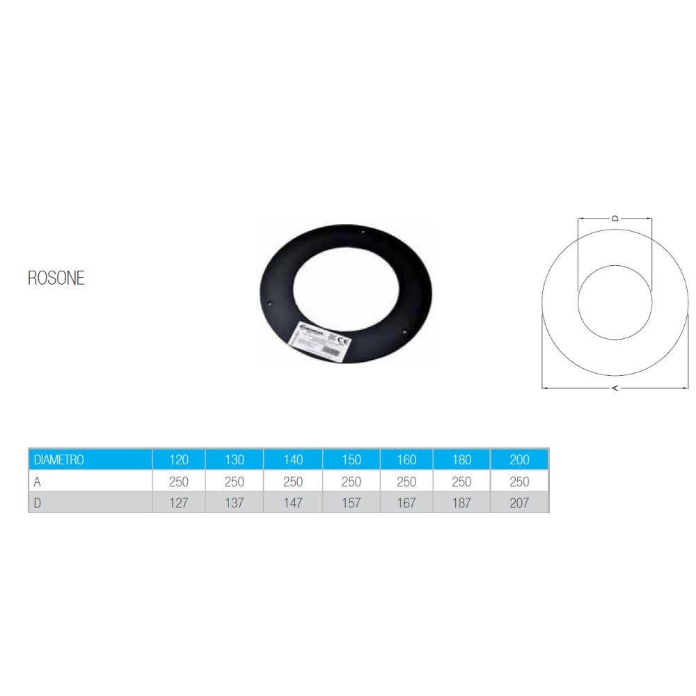 Rosone circolare per stufa a legna, diametro 130mm