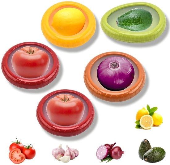 Conserveatore per avocado - sicuro per l'alimentazione - set da 5 - silicone e ABS
