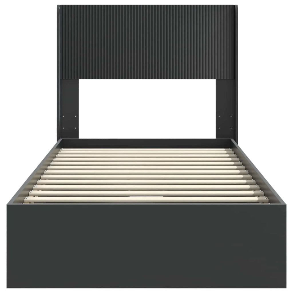 Struttura del letto con stoccaggio e testata Nero 90 x 190 cm 3414420