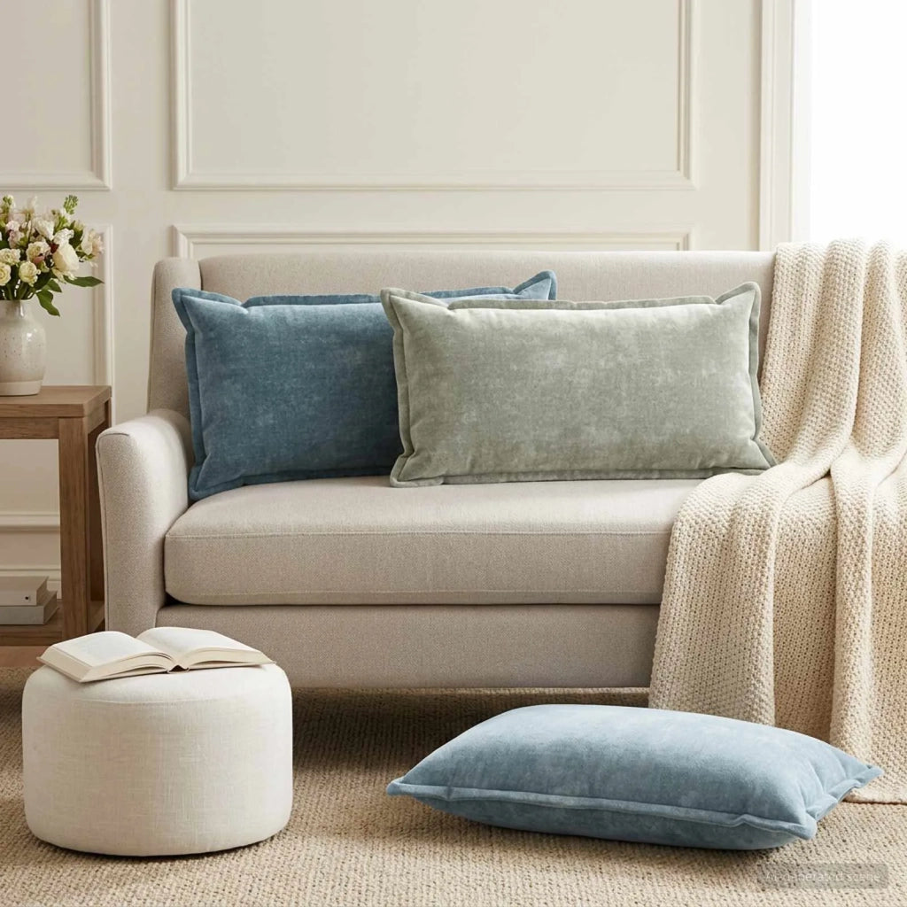 Federa 12 pz HOUTEN Azzurro 40 x 80 cm Tessuto Chenille 918231