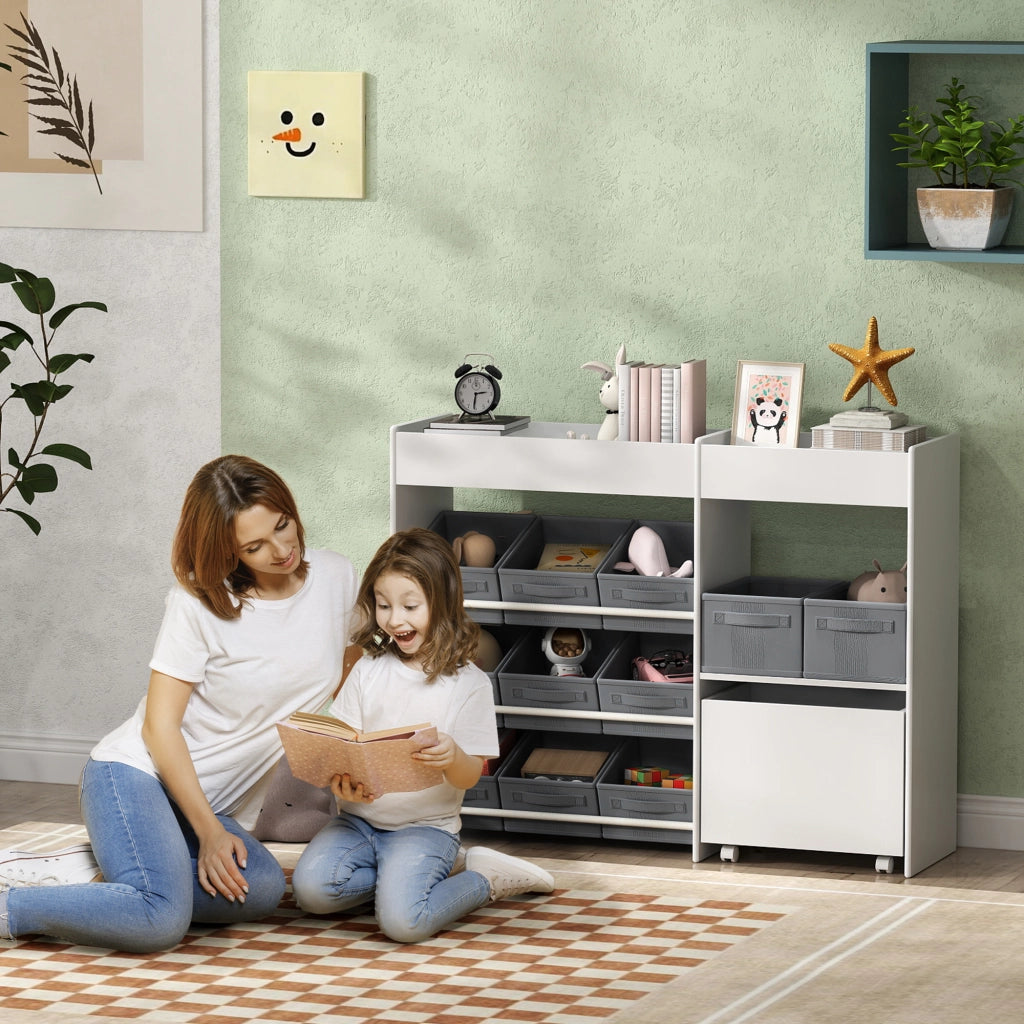 Mobile Portagiochi Bambini ¨C Xylo ¨C 11 Cestini Tessuto Bianco 105x30x80cm