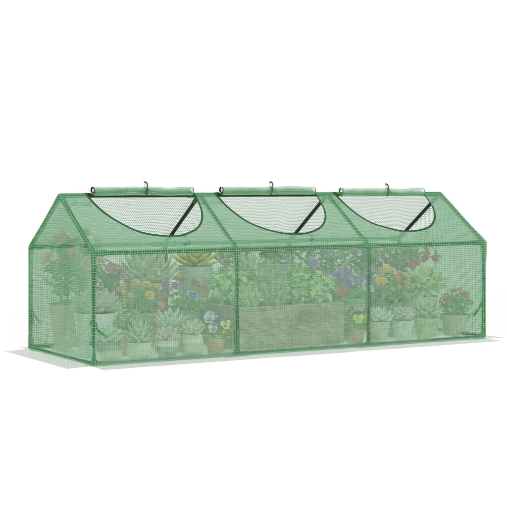 Mini Serra da Giardino con 3 Finestre Avvolgibili e Copertura PE Anti-UV. 180x60x60cm. Verde