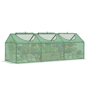 Mini Serra da Giardino con 3 Finestre Avvolgibili e Copertura PE Anti-UV. 180x60x60cm. Verde