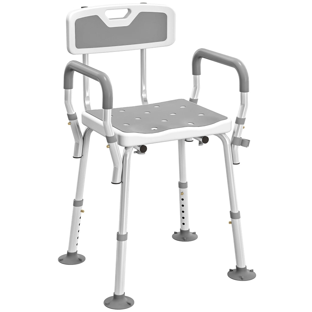 Sgabello da doccia ergonomico regolabile ¨C Xylo ¨C bianco e grigio 56,5x53,5x87 cm