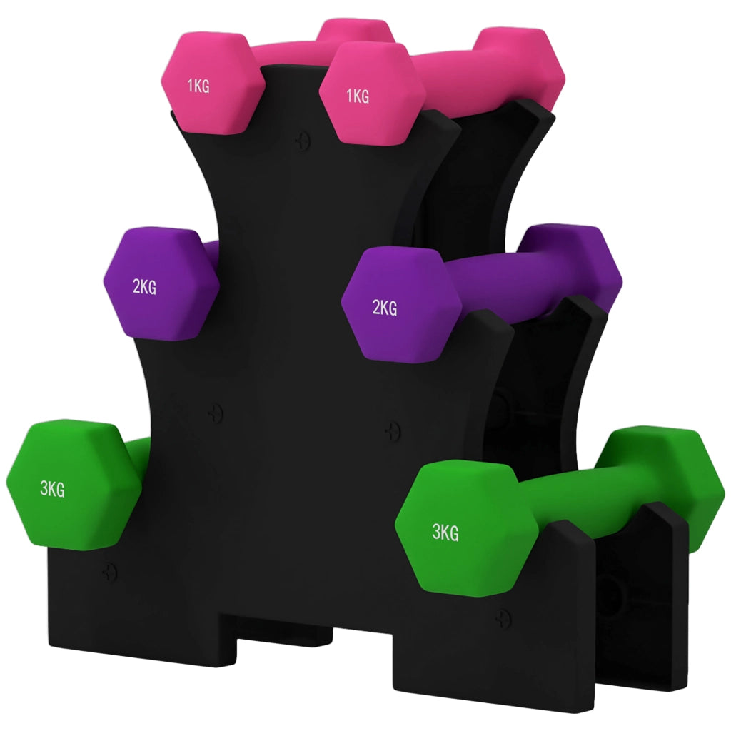 Set di manubri esagonali con supporto ¨C zephmum ¨C 1kg 2kg 3kg multicolor