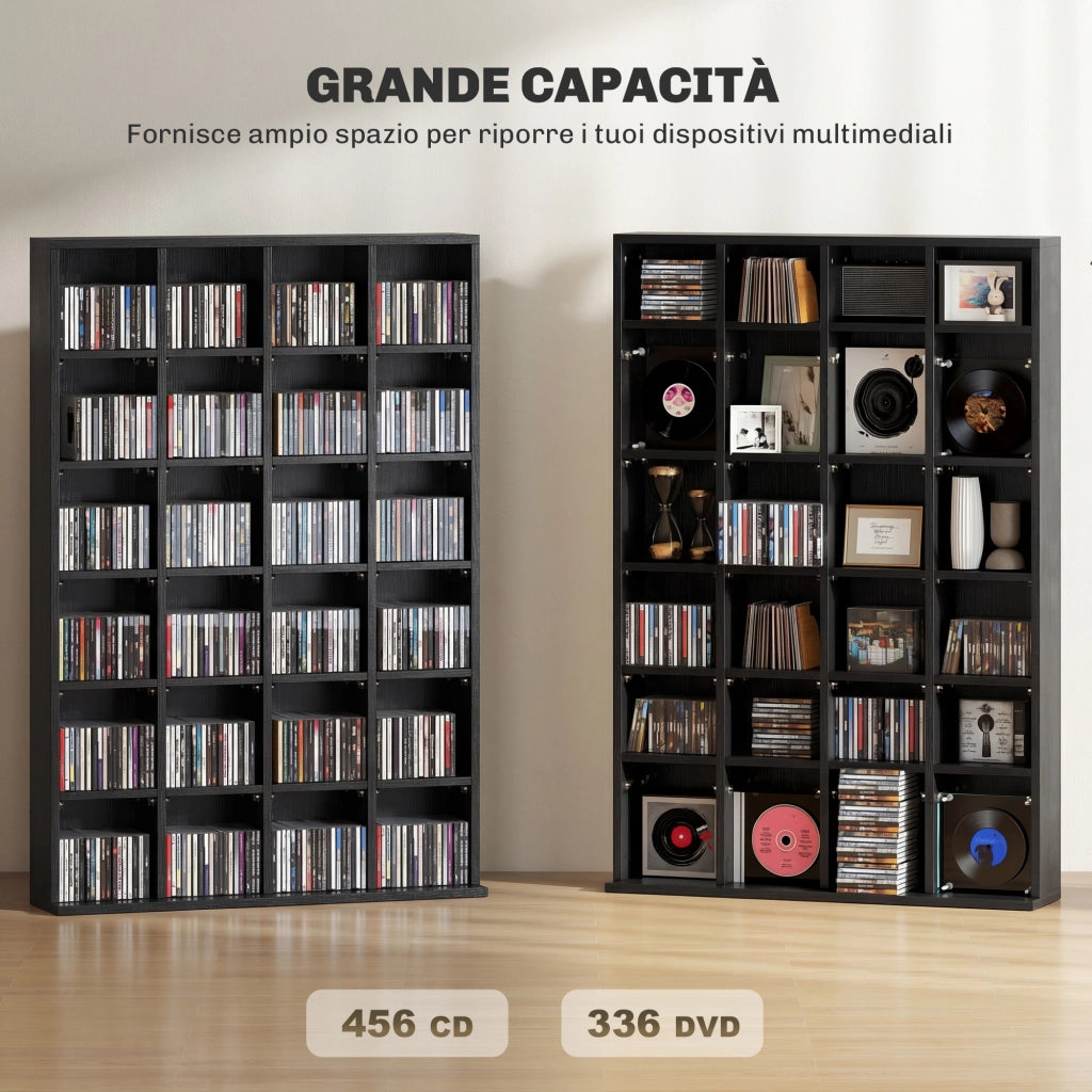 Libreria per CD e DVD ¨C zephmum ¨C 89x130.5 cm, nero, legno