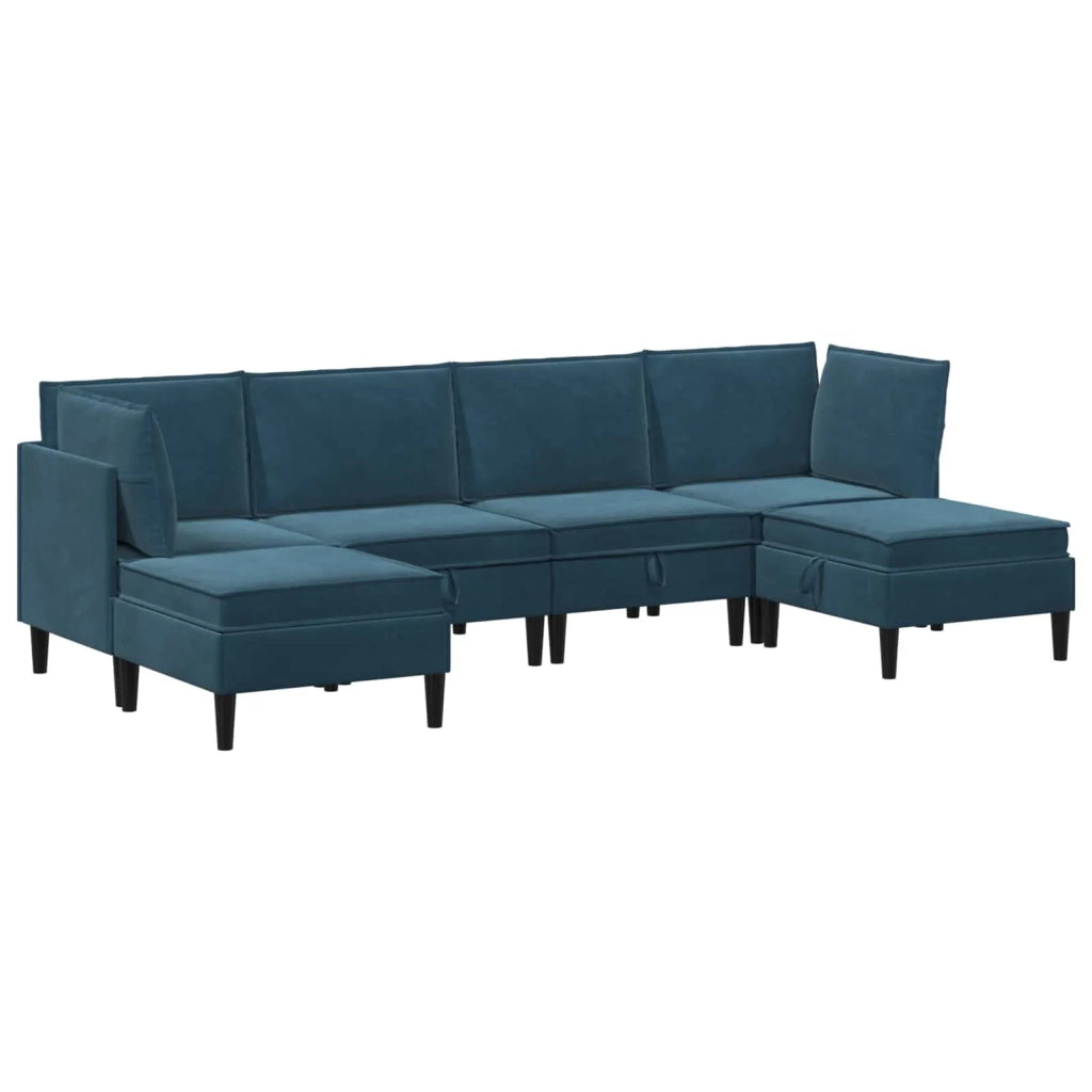 Set di mobili per il soggiorno con cuscino 6 pcs Blu Velluto 3413772