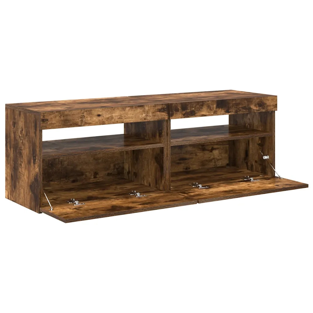 Mobili Porta TV con Luci LED 2 pz-Set di 2 Credenza per TV Rovere Fumo 60x35x40 cm