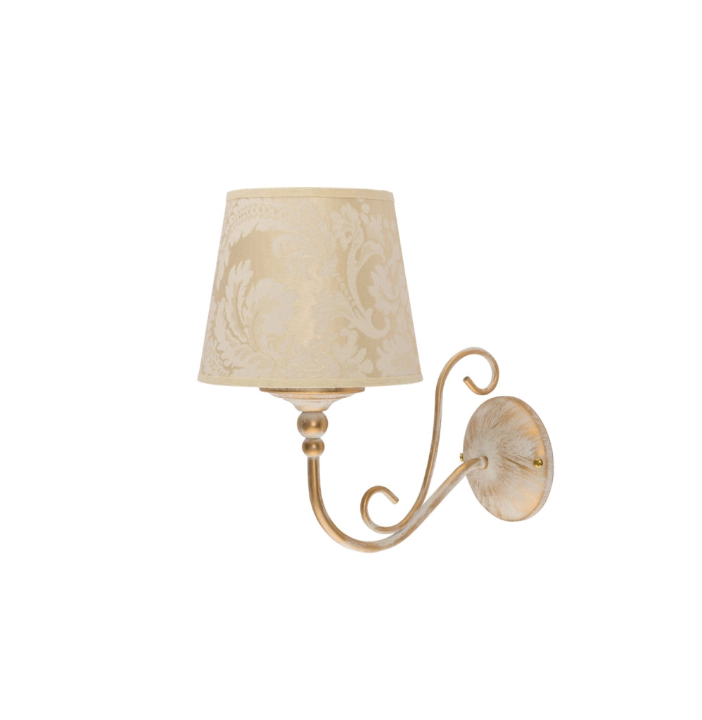 Applique classica oro/bianco con paralume ecru 1xE27 15W
