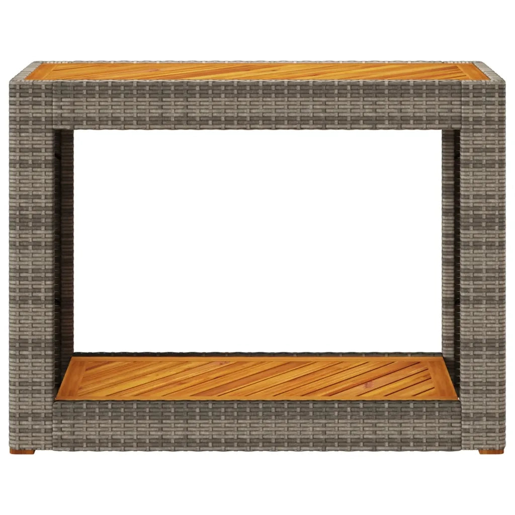 Tavolino da Giardino-Tavolo da Esterno-Tavolino da Patio Piano Legno Grigio 100x40x75 cm Polyrattan