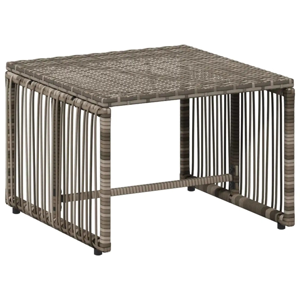 Set di Mobili da Esterno 11 pz | Set Salotto da Giardino Grigio e Blu Navy polyrattan